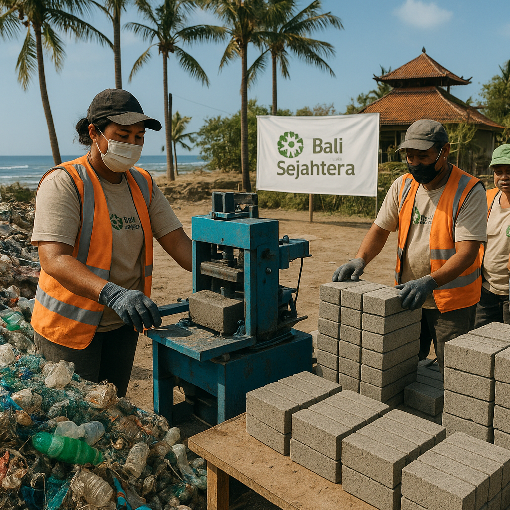 Ekonomi Sirkular Plastik di Bali: Daur Ulang Sampah Laut Jadi Paving Blok
