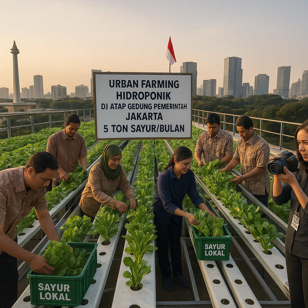 Urban Farming Hidroponik di Atap Gedung Pemerintah Jakarta Hasilkan 5 Ton Sayur per Bulan