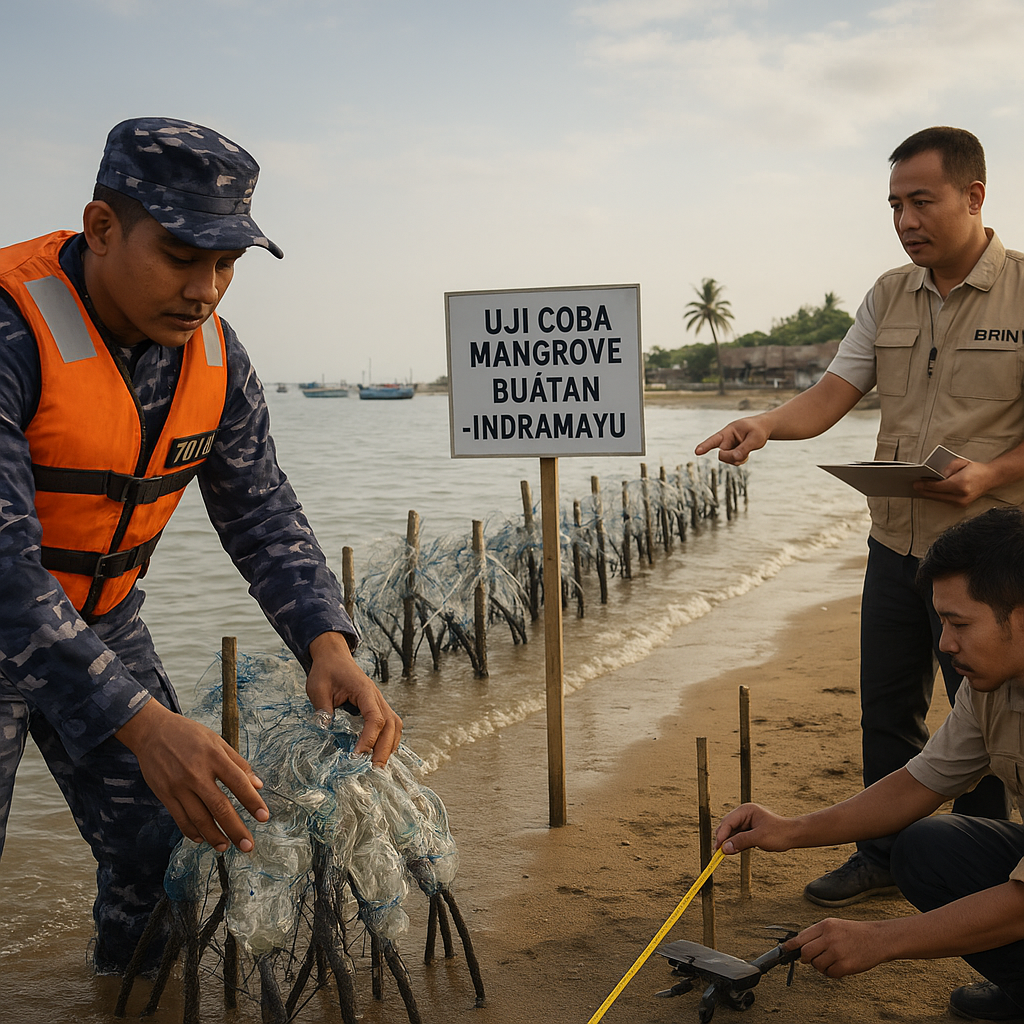 TNI AL dan BRIN Ciptakan Mangrove Buatan dari Limbah Plastik untuk Cegah Abrasi
