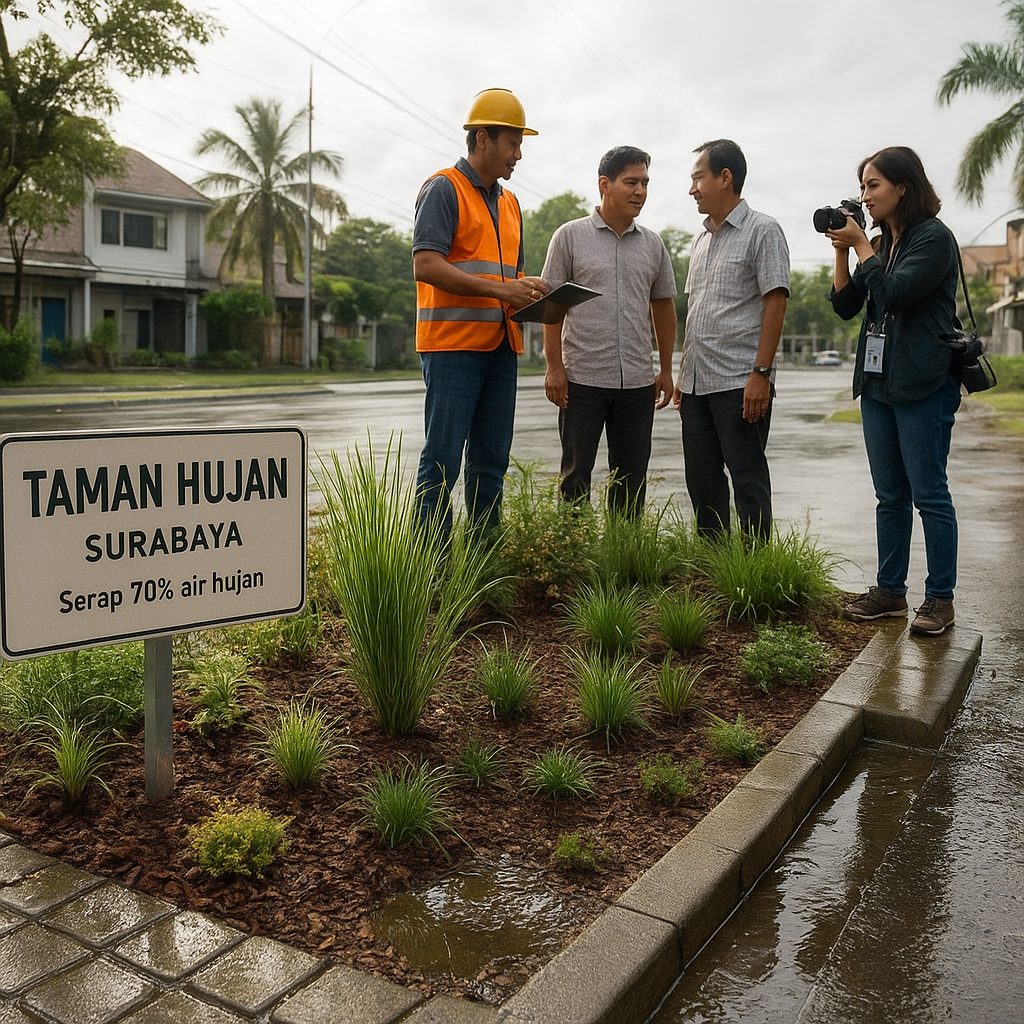 Taman Hujan di Surabaya Serap Air Hujan 70% untuk Cegah Banjir dan Isi Akuifer