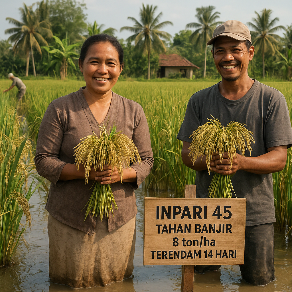 Padi Tahan Banjir Varietas 'Inpari 45' Hasilkan 8 Ton per Hektar di Demak