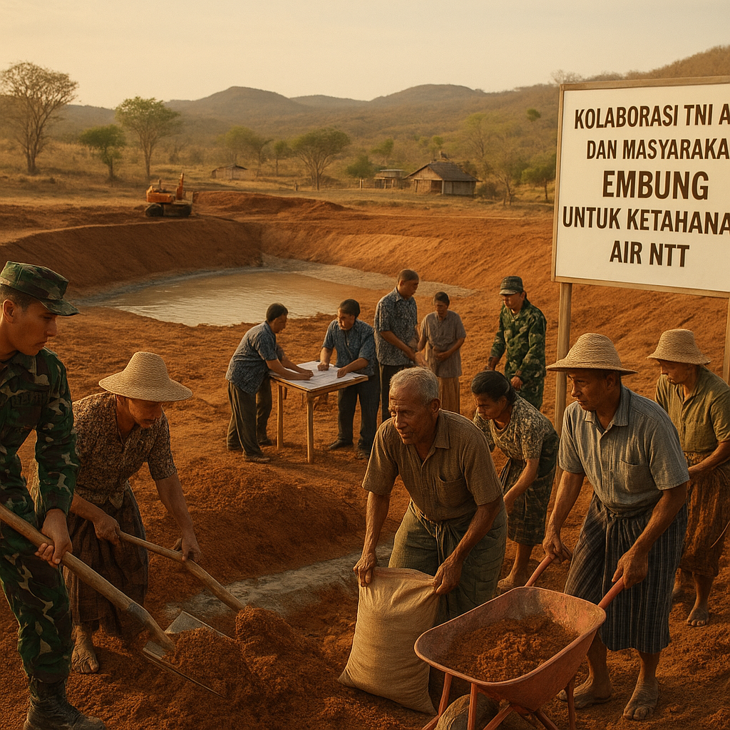 Kolaborasi TNI AD dan Masyarakat Bangun Embung untuk Ketahanan Air di NTT
