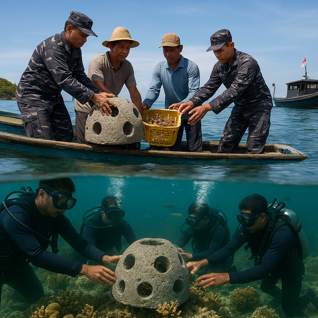 Kolaborasi TNI AL dan Komunitas Nelayan Restorasi Terumbu Karang di Kepulauan Seribu