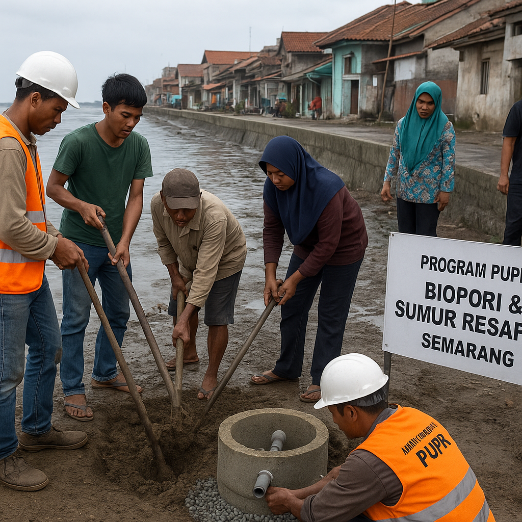Kementerian PUPR Terapkan Teknologi Biopori dan Sumur Resapan untuk Tangani Banjir Rob di Semarang