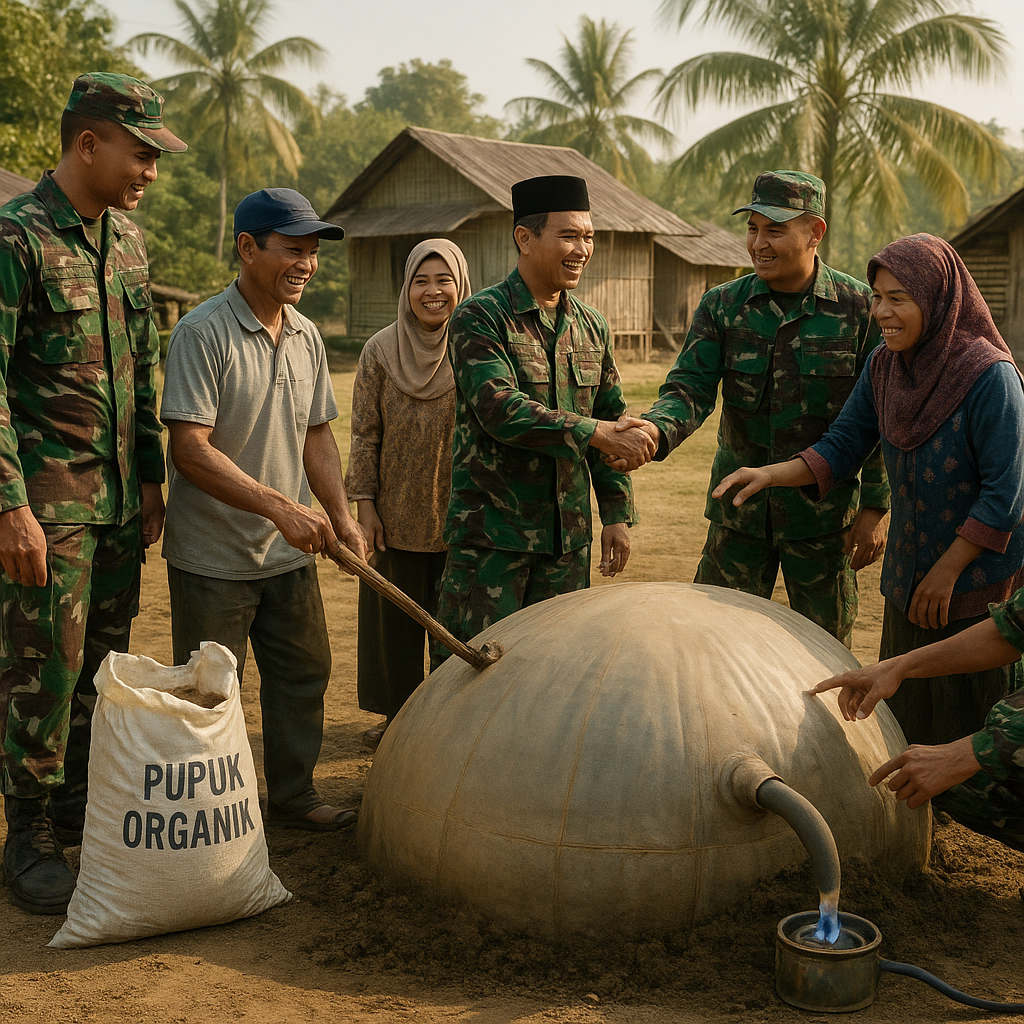 Kolaborasi TNI AD dan Masyarakat Kembangkan Desa Mandiri Energi dengan Biogas di Perbatasan