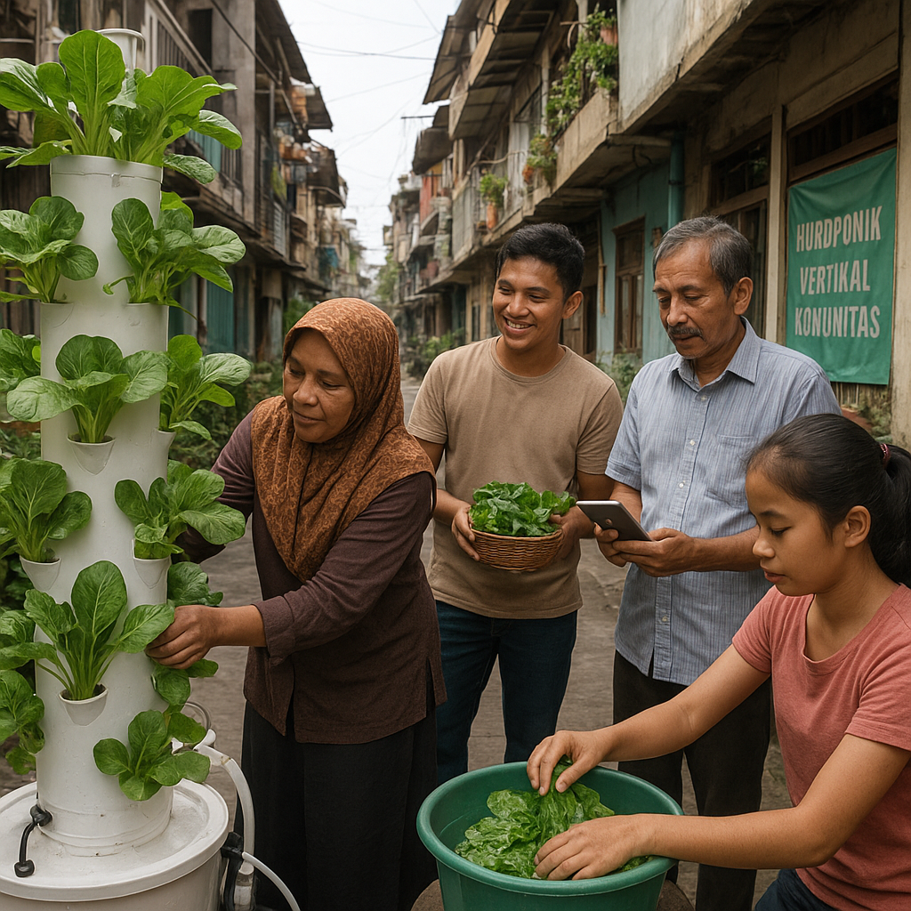 Penggunaan Teknologi Hidroponik Vertikal di Perumahan Padat untuk Urban Farming