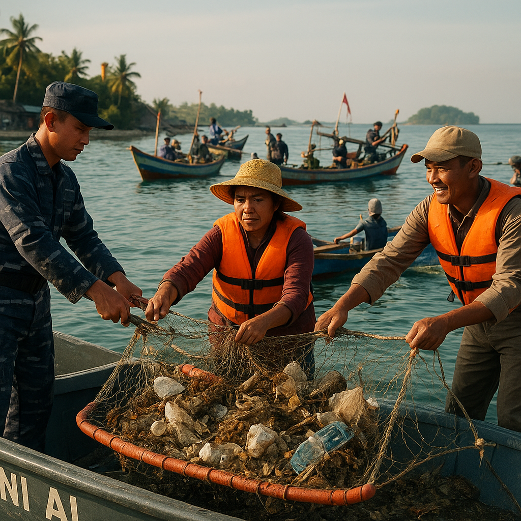 Kolaborasi TNI AL dan Nelayan dalam Program 'Marine Debris Clean-Up' dengan Teknologi Sederhana
