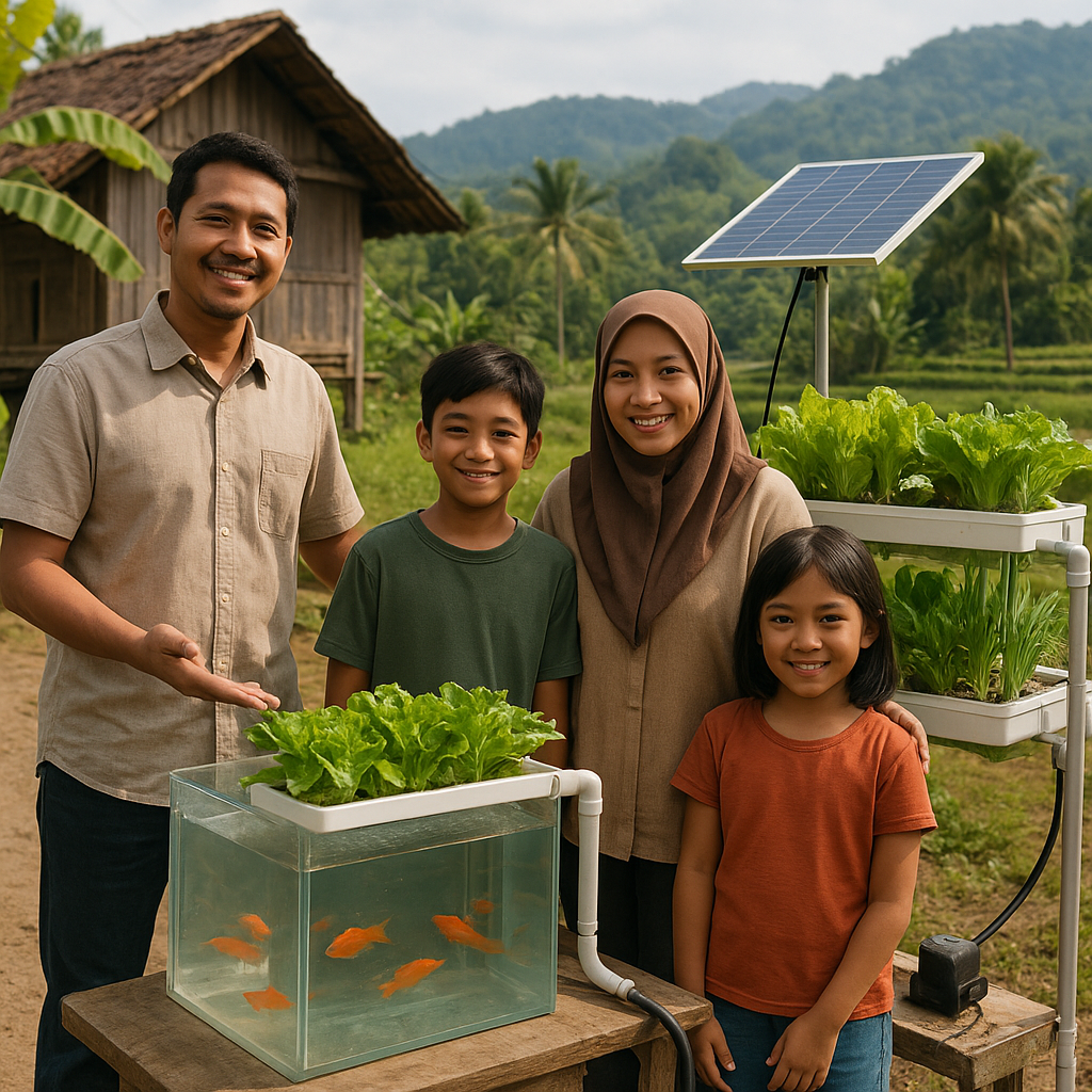 Sistem 'Aquaponik Skala Rumahan' yang Terintegrasi dengan Panel Solar untuk Keluarga di Daerah Terpencil