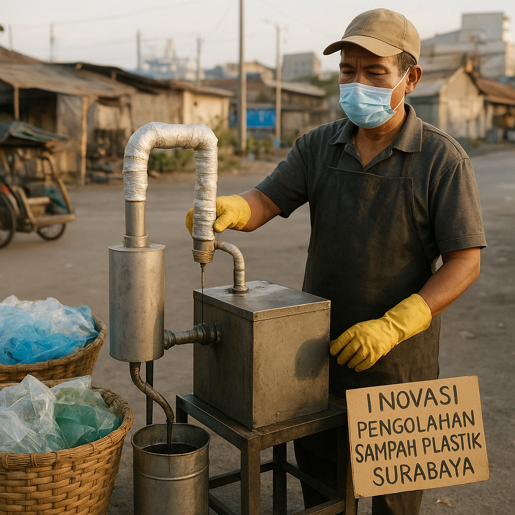 Pengolahan Sampah Plastik Lembaran Jadi Bahan Bakar Alternatif oleh Pemulung di Surabaya