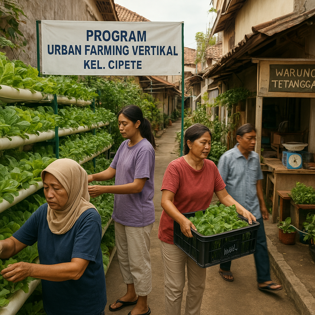 Program Urban Farming Vertikal di Jakarta Selatan Hasilkan Sayuran Organik untuk Warung Tetangga