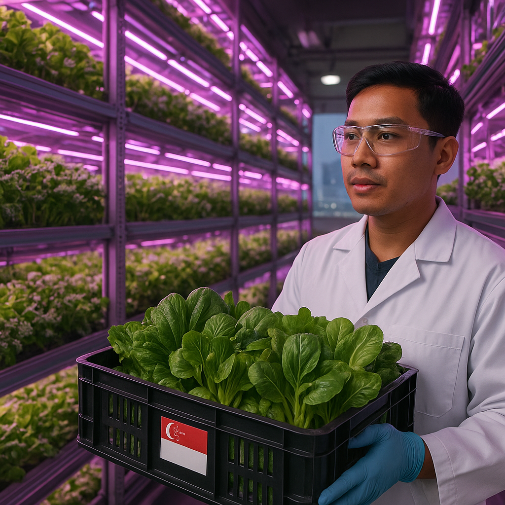 Vertical Farming dengan Cahaya LED Khusus di Singapura, Hasilkan Sayuran 30 Kali Lebih Cepat