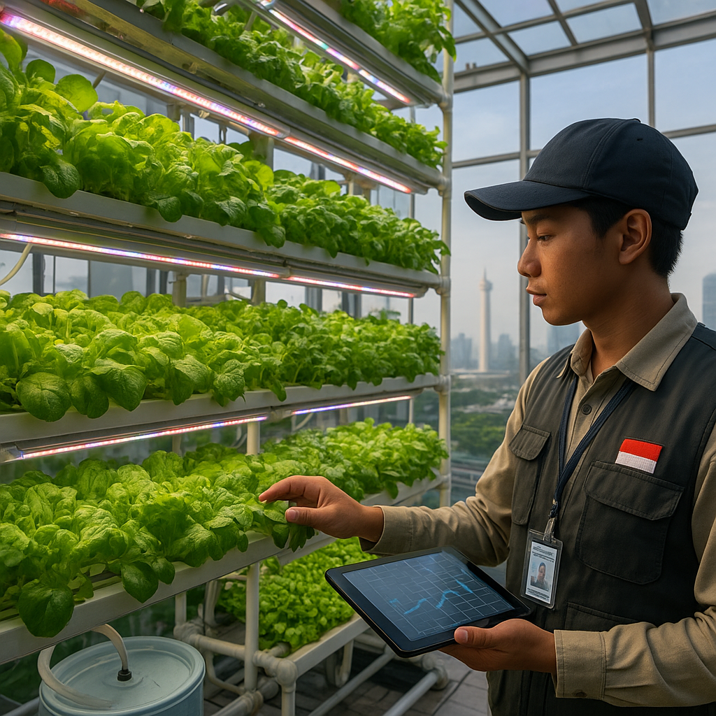 Vertical Farming dengan Sistem Hidroponik dan LED di Perkotaan untuk Sayuran Segar Lokal