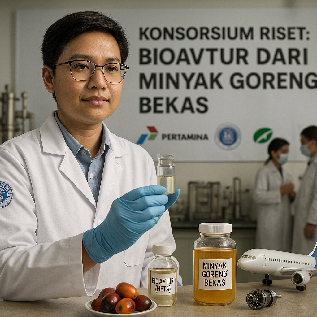 Konsorsium Riset Kembangkan Bahan Bakar Avtur Berkelanjutan dari Minyak Goreng Bekas di Indonesia