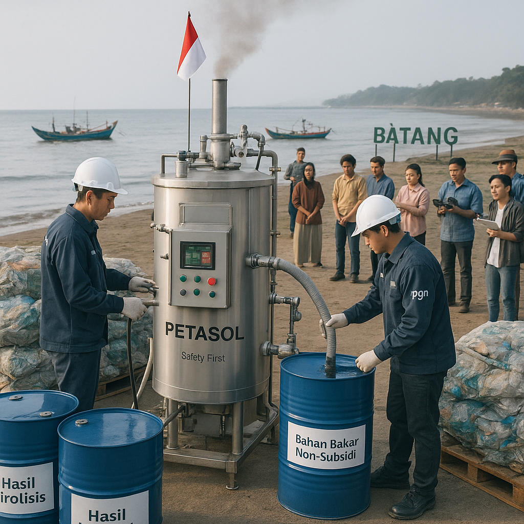 Konversi Sampah Plastik Laut Menjadi Bahan Bakar Non-Subsidi di Batang oleh BRIN dan PGN
