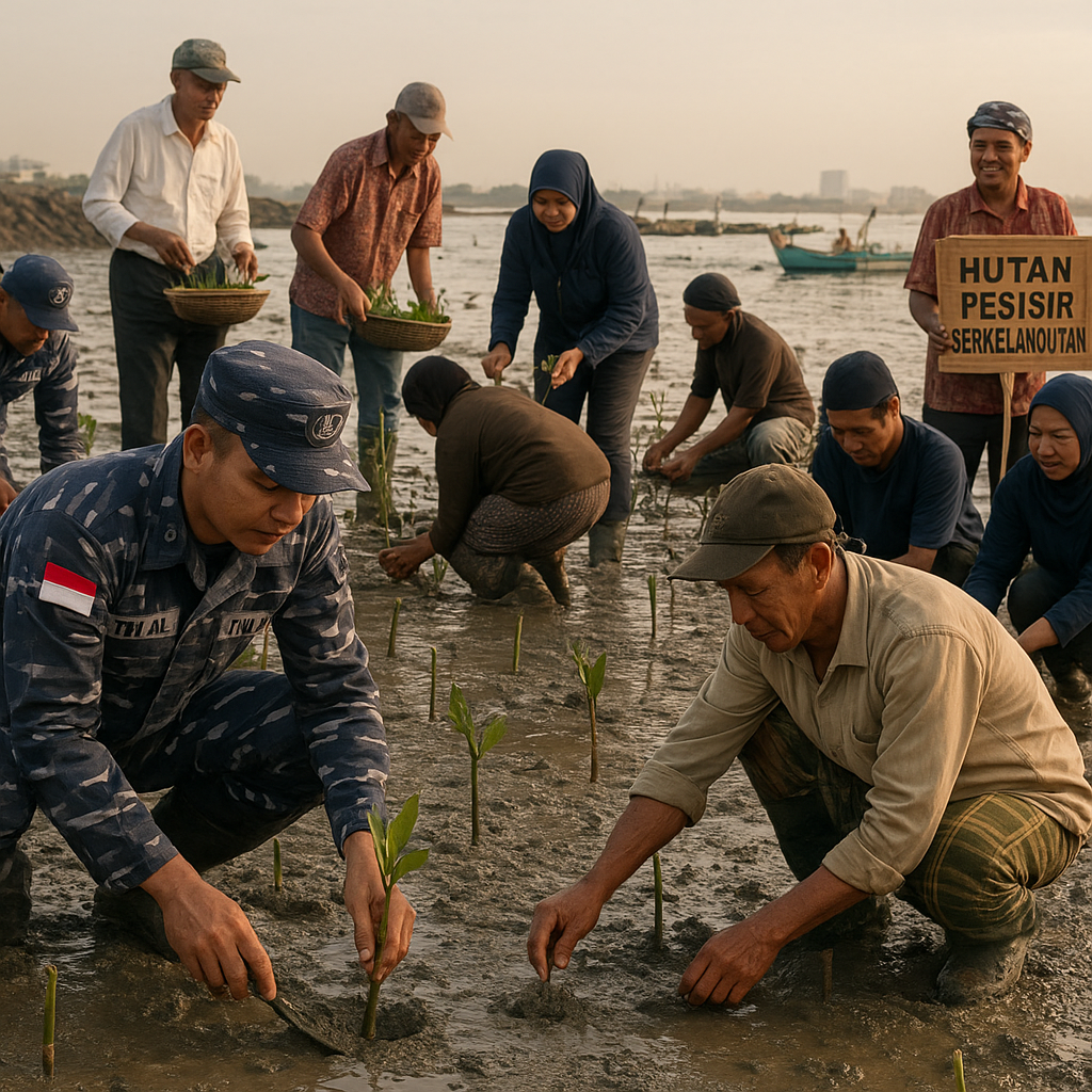 TNI AL Tanam 10.000 Mangrove di Pesisir Jakarta untuk Mitigasi Rob dan Abrasi
