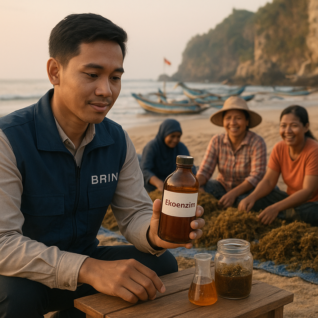 BRIN Bangkitkan Ekonomi Pesisir Gunungkidul dengan Cairan Ekoenzim dari Limbah Rumput Laut