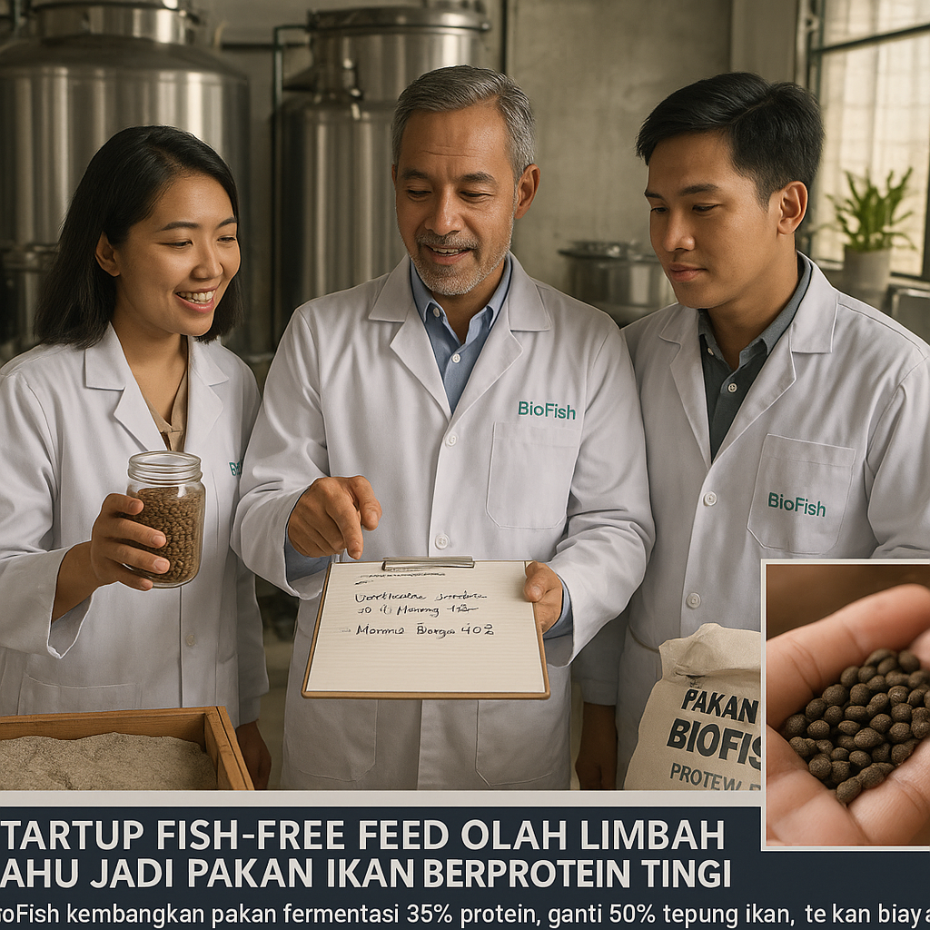 Startup Fish-Free Feed Olah Limbah Tahu Jadi Pakan Ikan Berprotein Tinggi