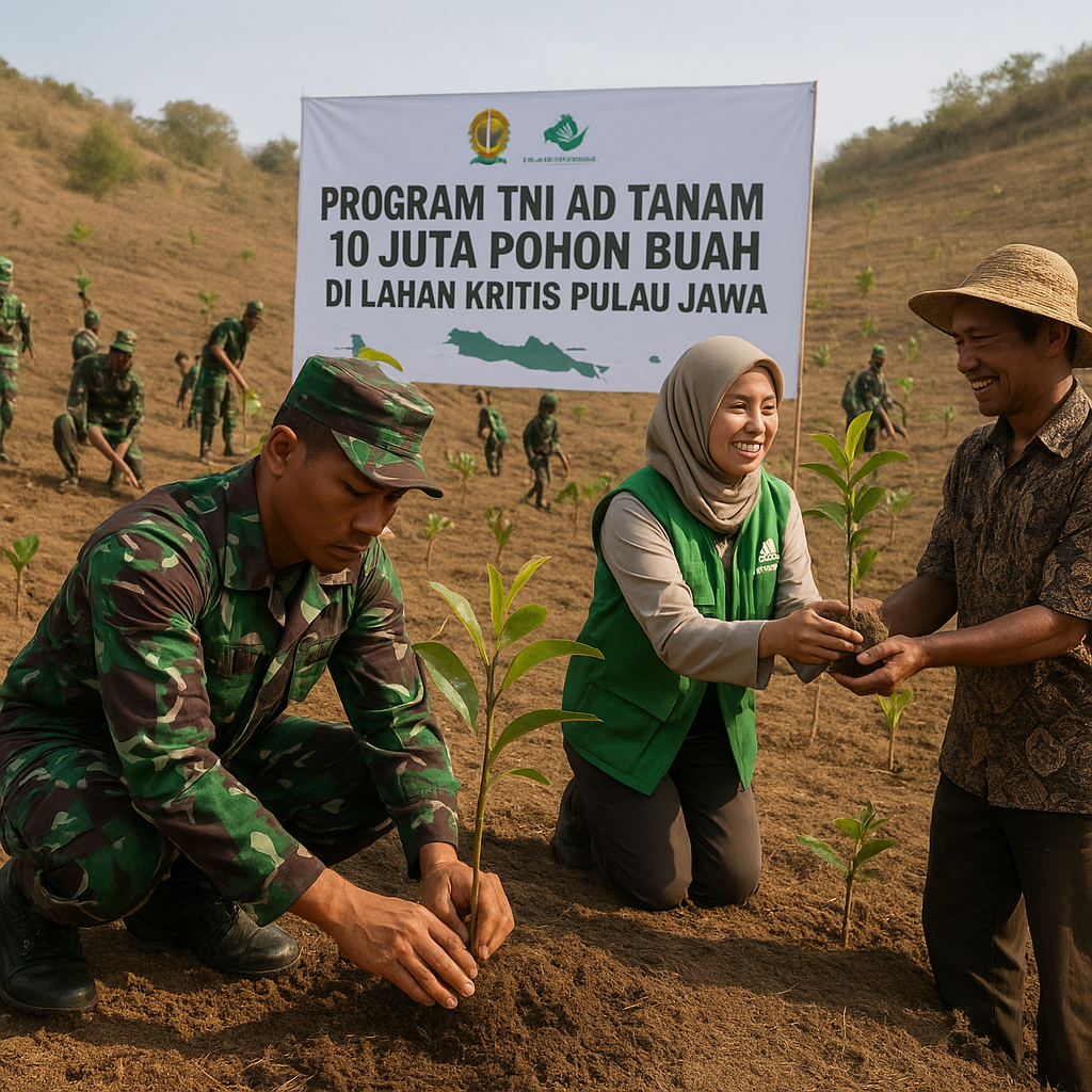 Program TNI AD Tanam 10 Juta Pohon Buah di Lahan Kritis Pulau Jawa