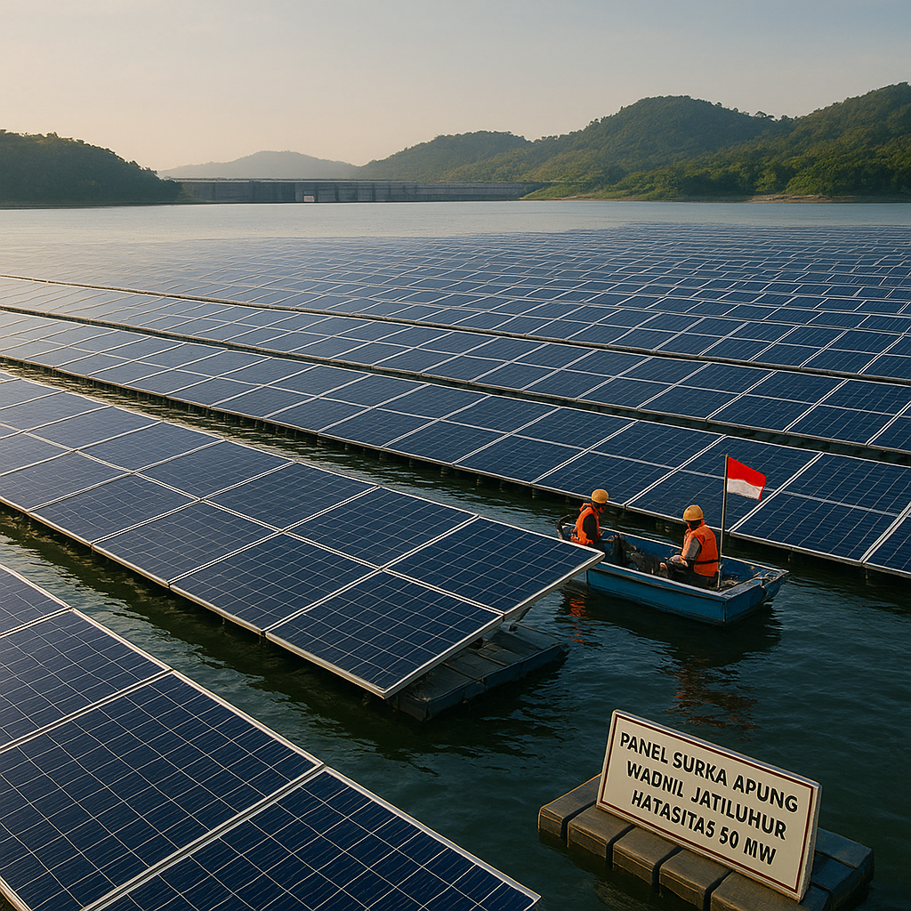 Panel Surya Apung di Waduk Jatiluhur Hasilkan 50 MW Listrik Bersih