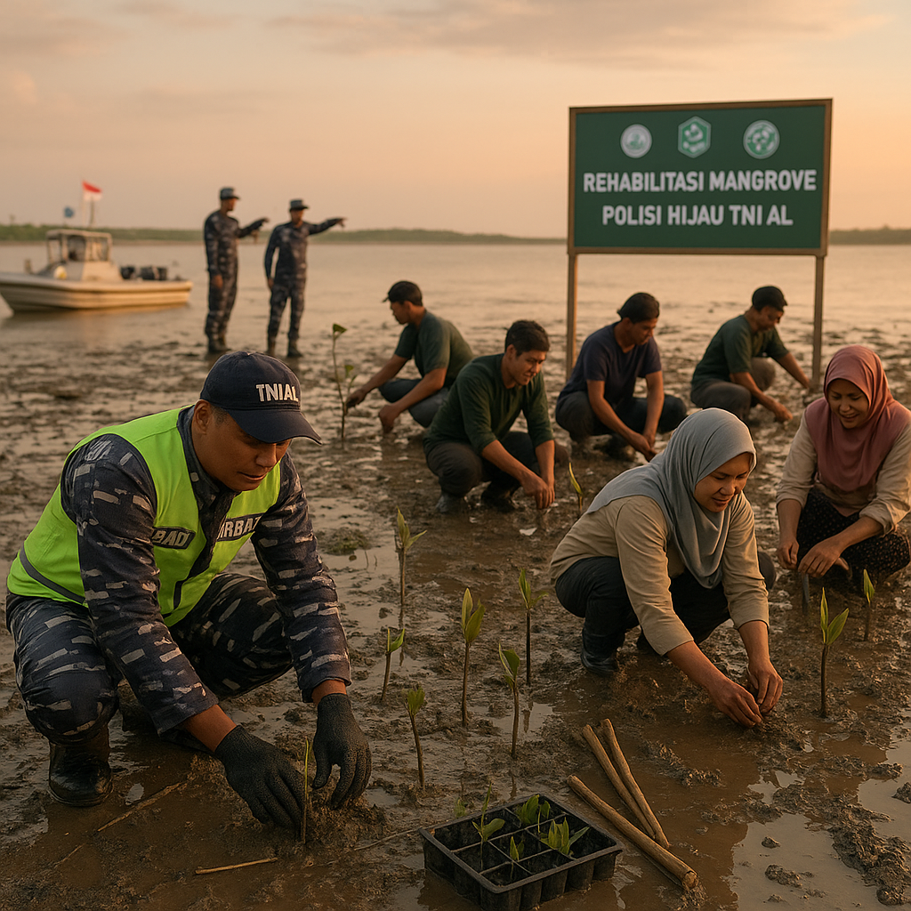 Program 'Polisi Hijau' TNI AL Dukung Rehabilitasi Mangrove di Pesisir Jawa