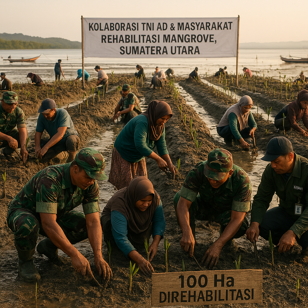 Kolaborasi TNI dan Masyarakat Rehabilitasi Mangrove di Pesisir Sumatera Utara
