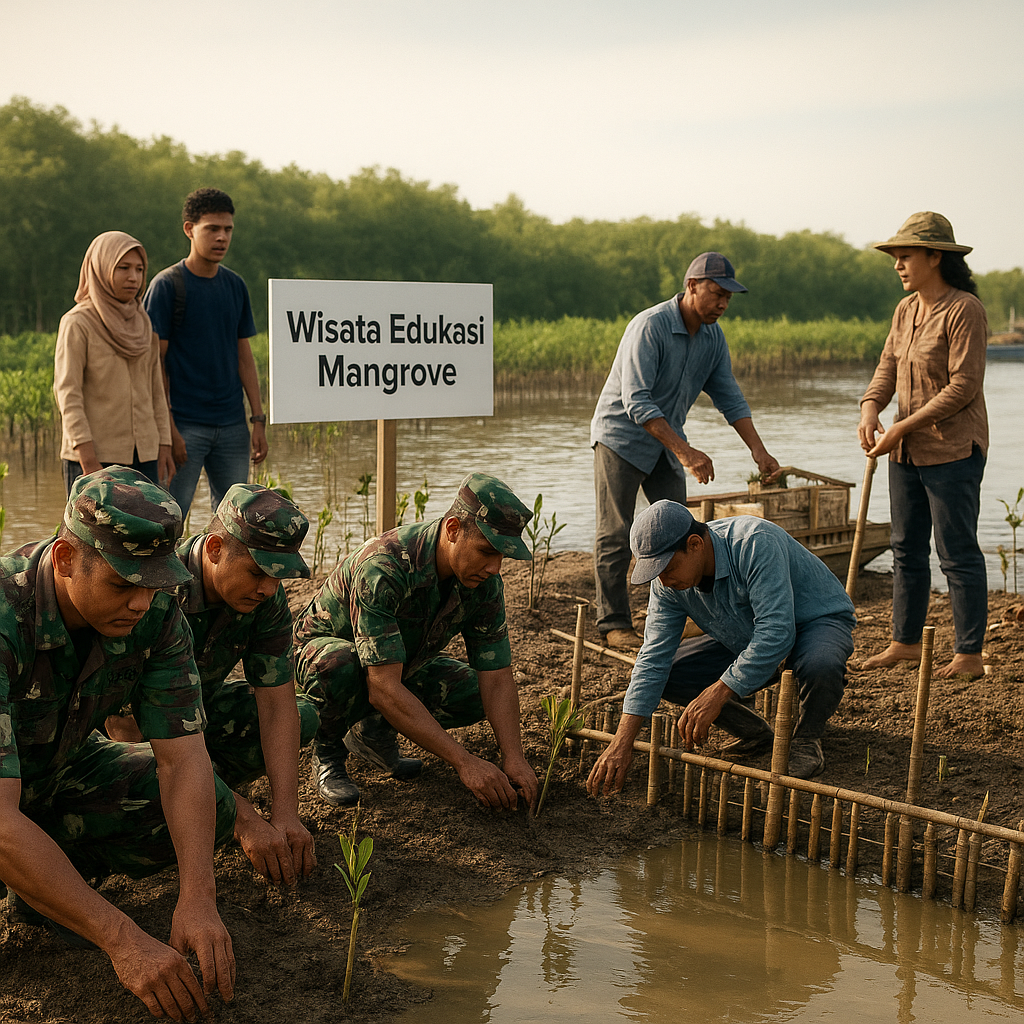 Kolaborasi TNI AD dengan Masyarakat Kembangkan Wisata Edukasi Mangrove dan Tambak Silvofishery
