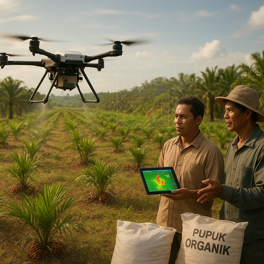 Pemanfaatan Drone untuk Pemetaan dan Penyebaran Pupuk Organik di Perkebunan Kelapa Sawit Skala Kecil