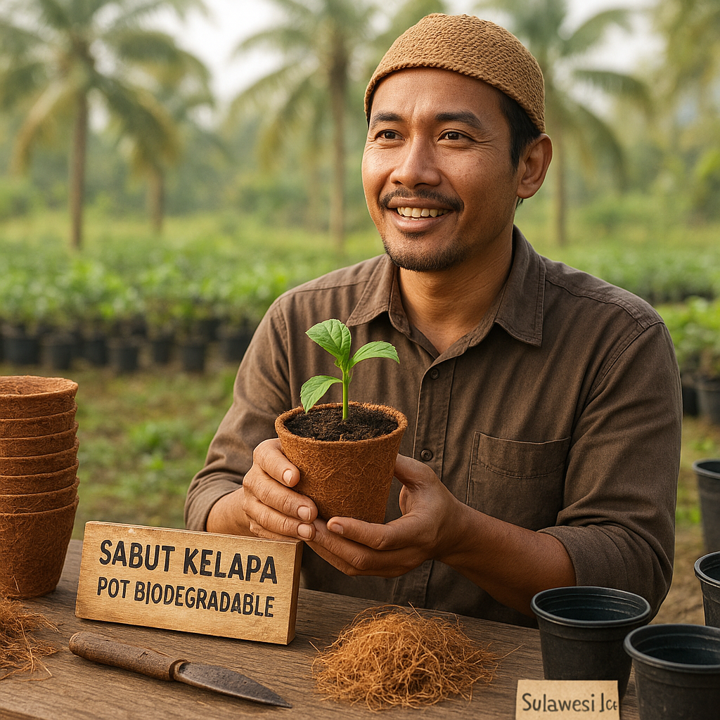 Biodegradable Pot dari Sabut Kelapa untuk Mengurangi Sampah Plastik Pertanian