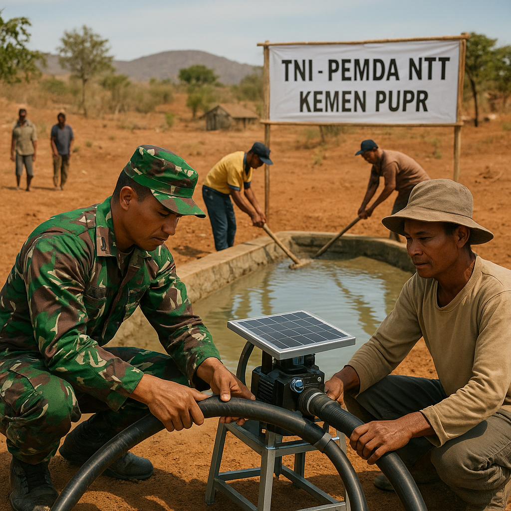 Tentara Bantu Bangun Embung dan Pompa Tenaga Surya untuk Pertanian di NTT