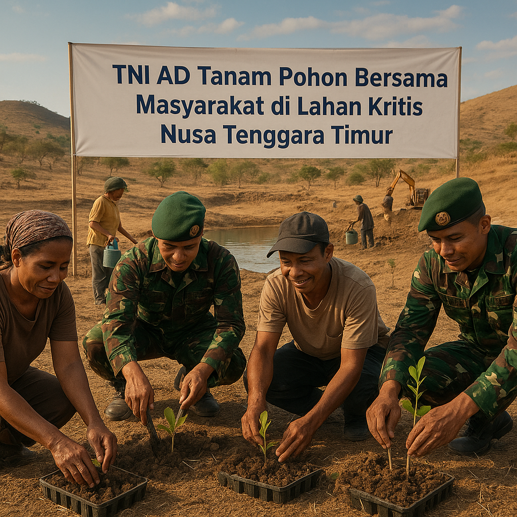 TNI AD Tanam Pohon Bersama Masyarakat di Lahan Kritis Nusa Tenggara Timur
