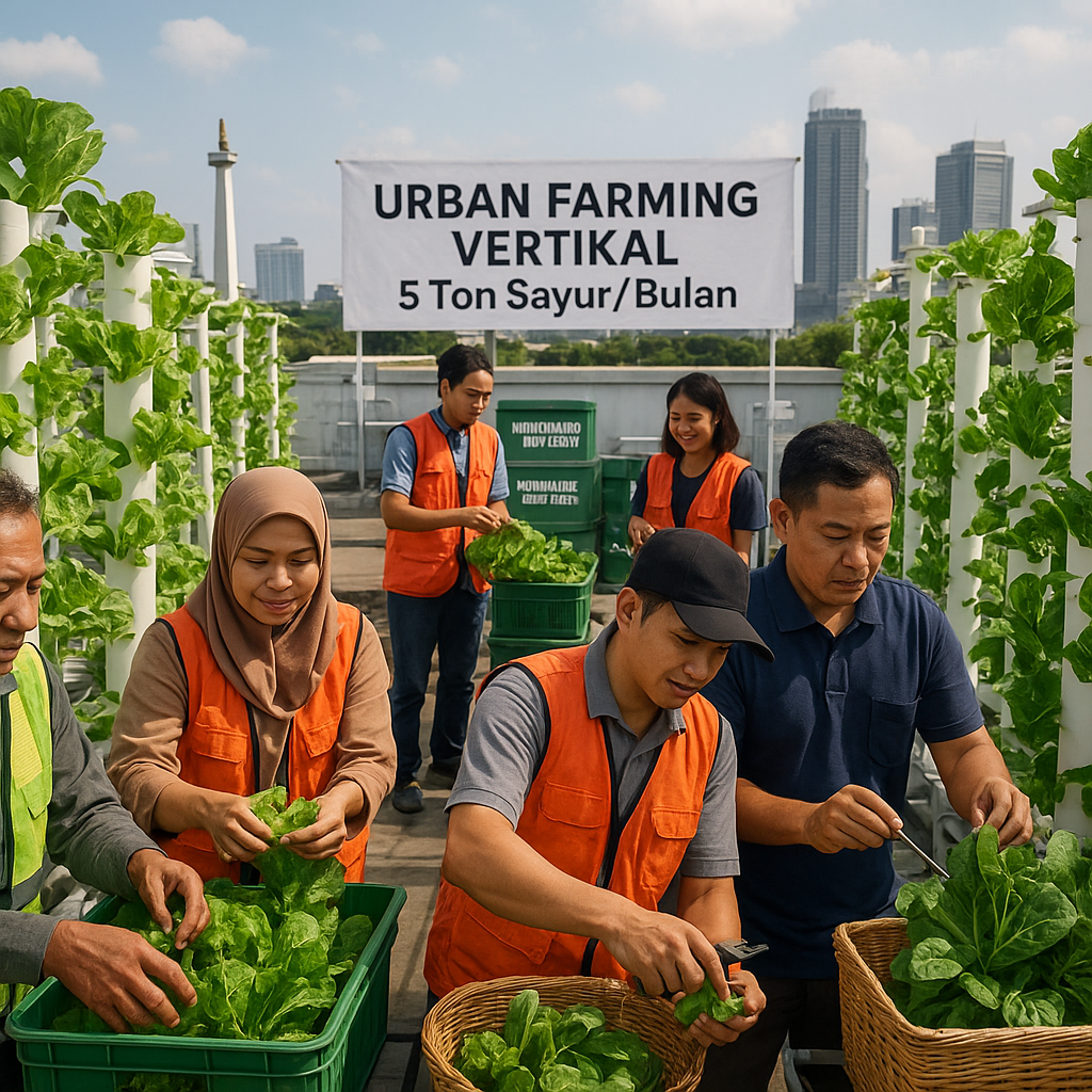 Urban Farming Vertikal di Jakarta Pusat Hasilkan 5 Ton Sayur per Bulan
