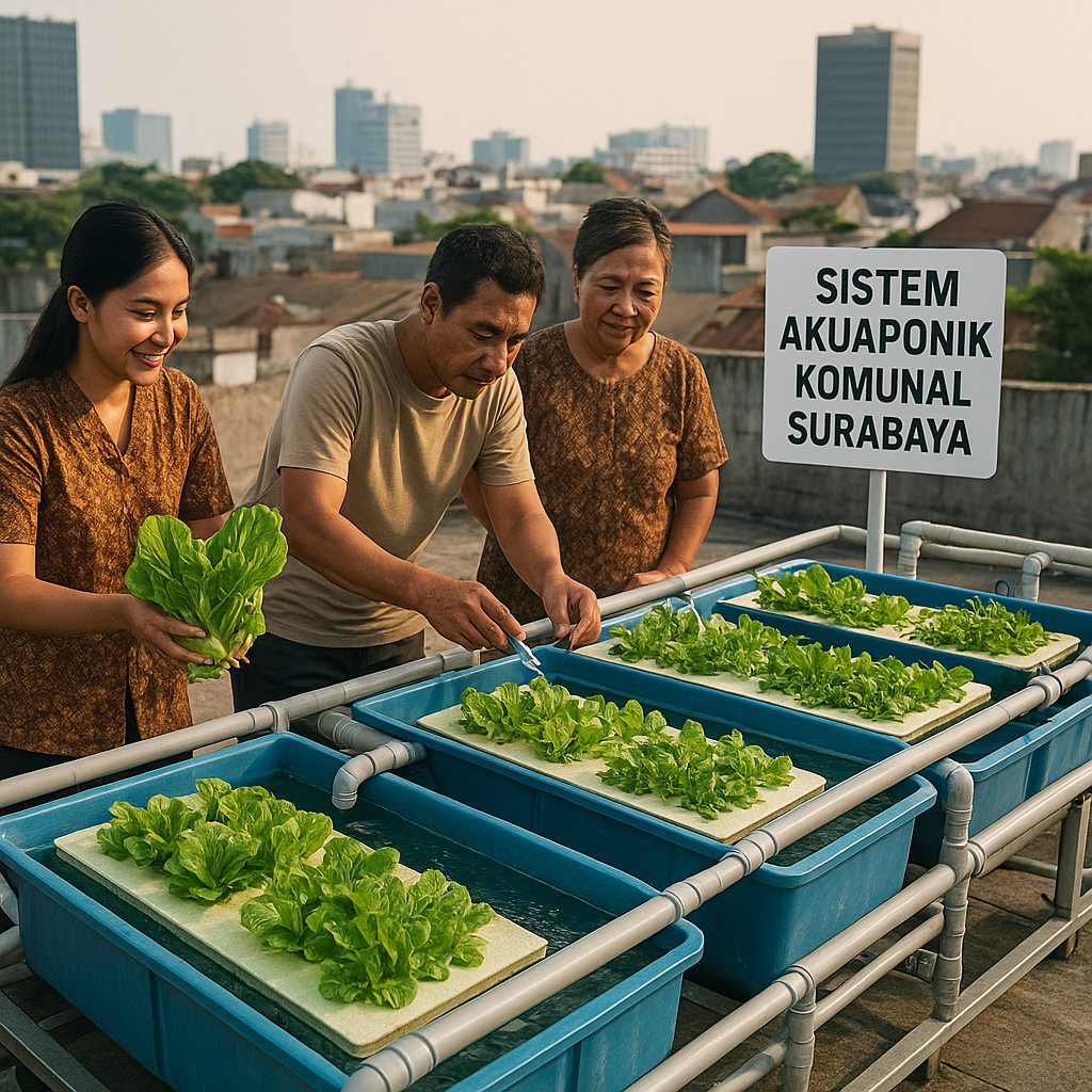 Sistem Akuaponik Skala Komunal Tingkatkan Ketahanan Pangan Perkotaan di Surabaya