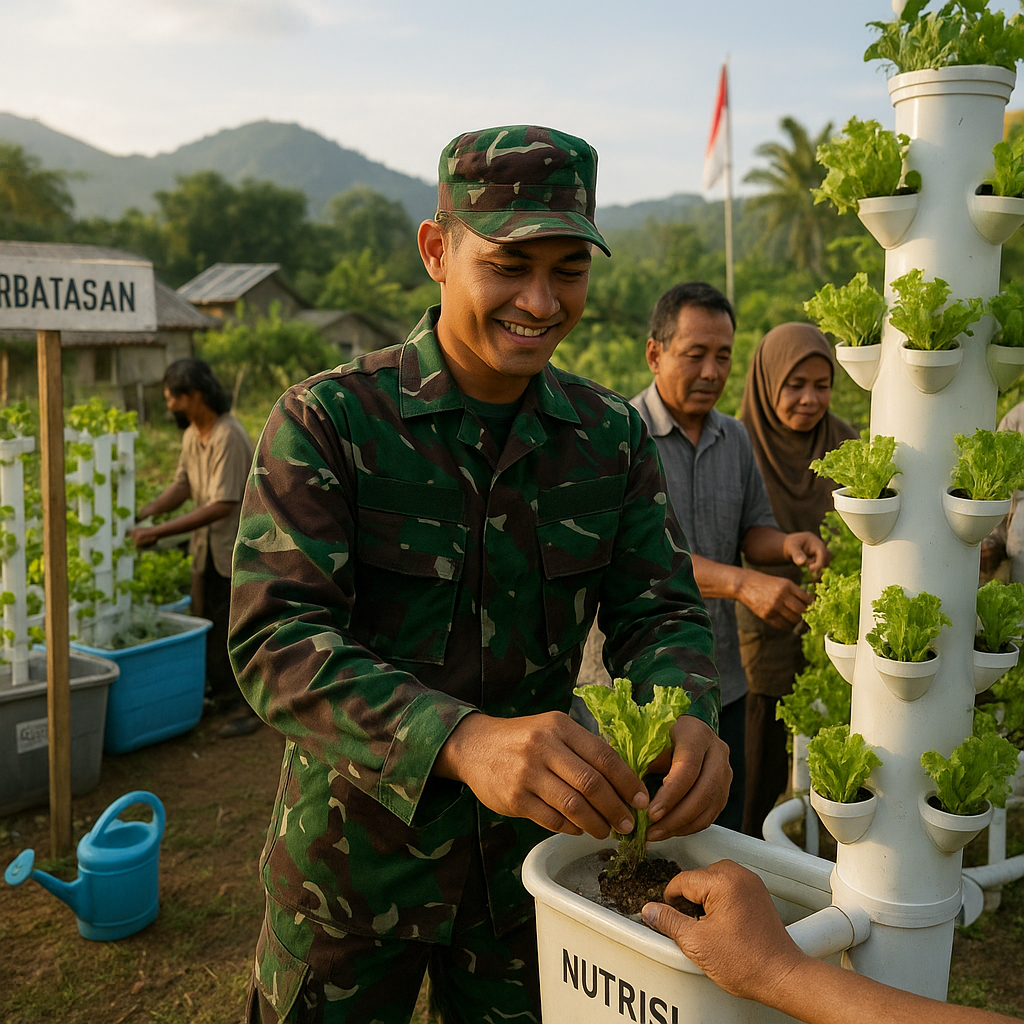 TNI AD Kolaborasi dengan Masyarakat Kembangkan Pertanian Vertikal di Perbatasan