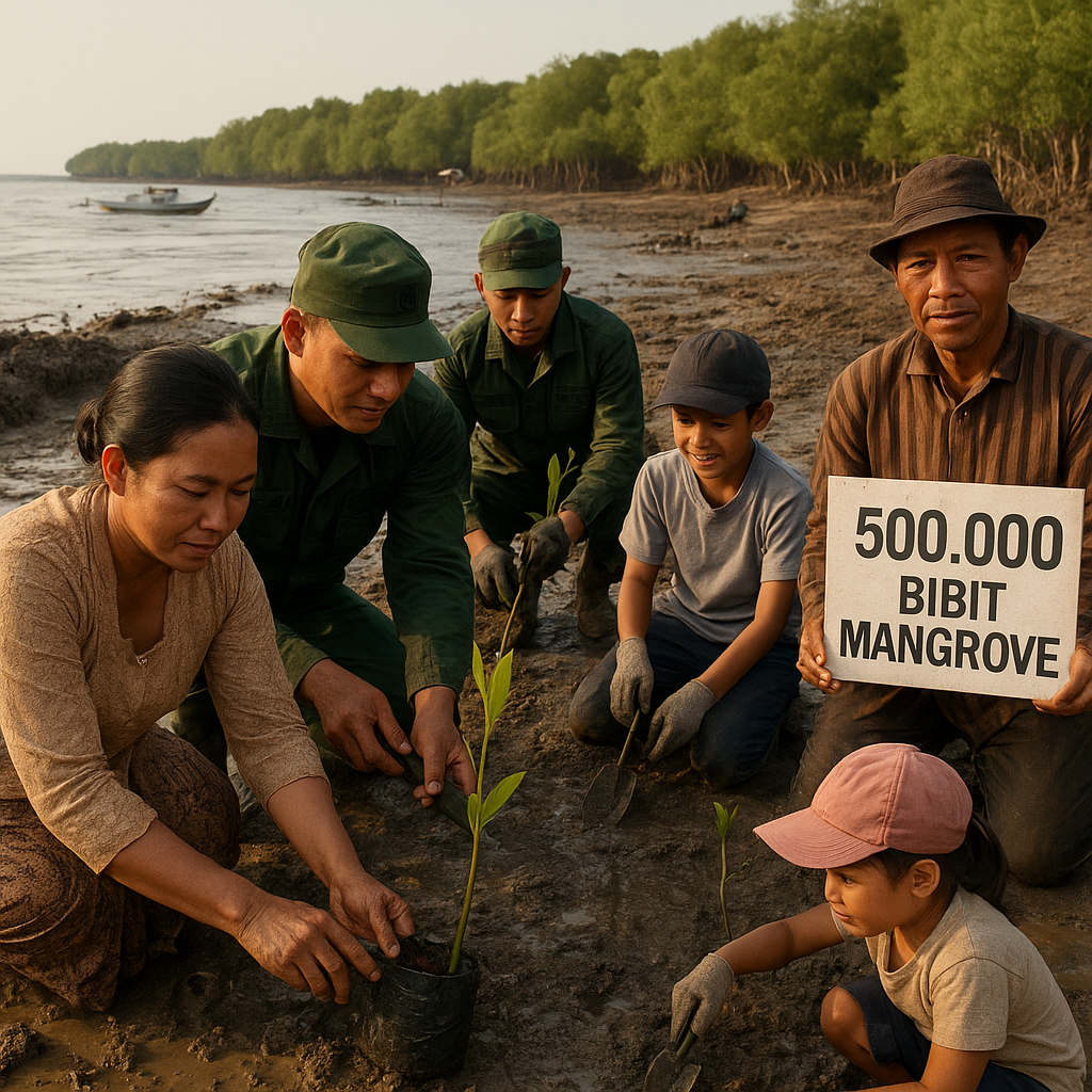 Restorasi Mangrove bersama TNI dan Warga