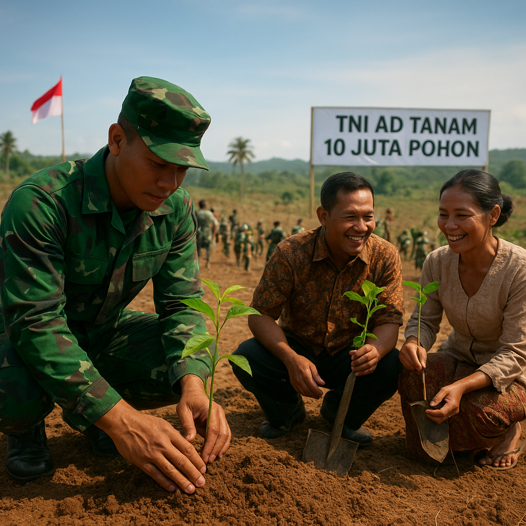 TNI AD Tanam 10 Juta Pohon di Lahan Kritis Dukung Mitigasi Perubahan Iklim