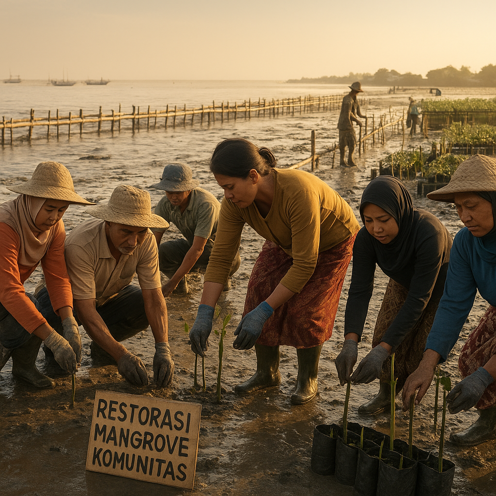 Restorasi Mangrove Berbasis Komunitas di Pesisir Demak Cegah Abrasi dan Tingkatkan Pendapatan