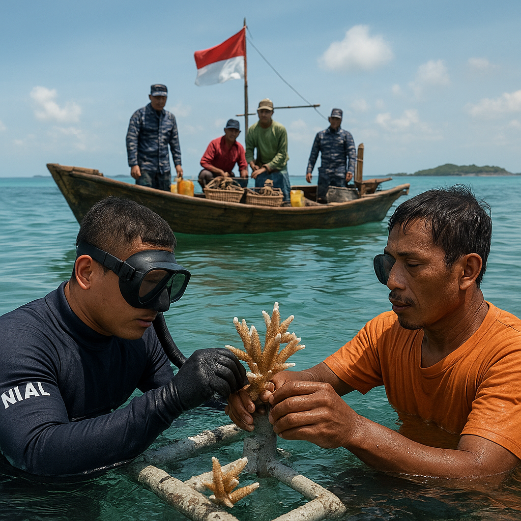 Kolaborasi TNI AL dengan Nelayan untuk Program Transplantasi Karang di Kepulauan Seribu