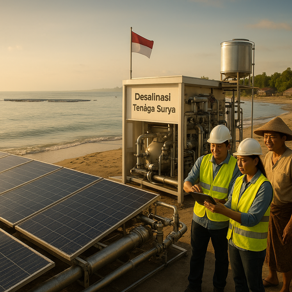 Inovasi Panel Surya Terintegrasi di Garis Pantai untuk Mengatasi Krisis Energi dan Air di Daerah Pesisir