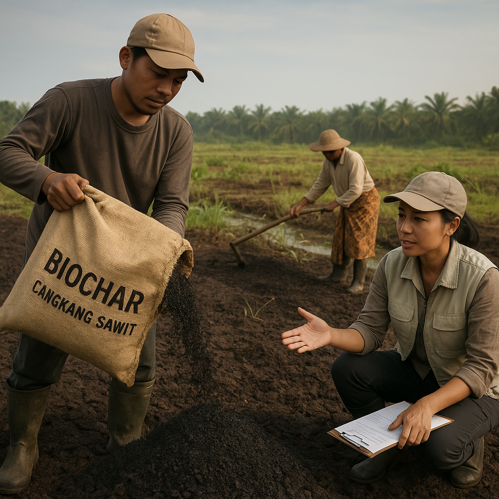 Biochar dari Cangkang Sawit, Solusi Tingkatkan Kualitas Tanah dan Serap Karbon di Lahan Gambut