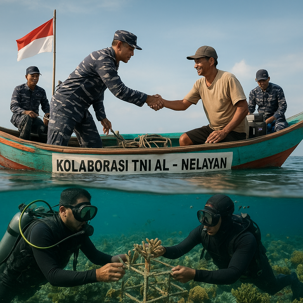 Kolaborasi TNI AL dengan Nelayan untuk Program Penangkapan Ikan Berkelanjutan dan Pemulihan Terumbu Karang