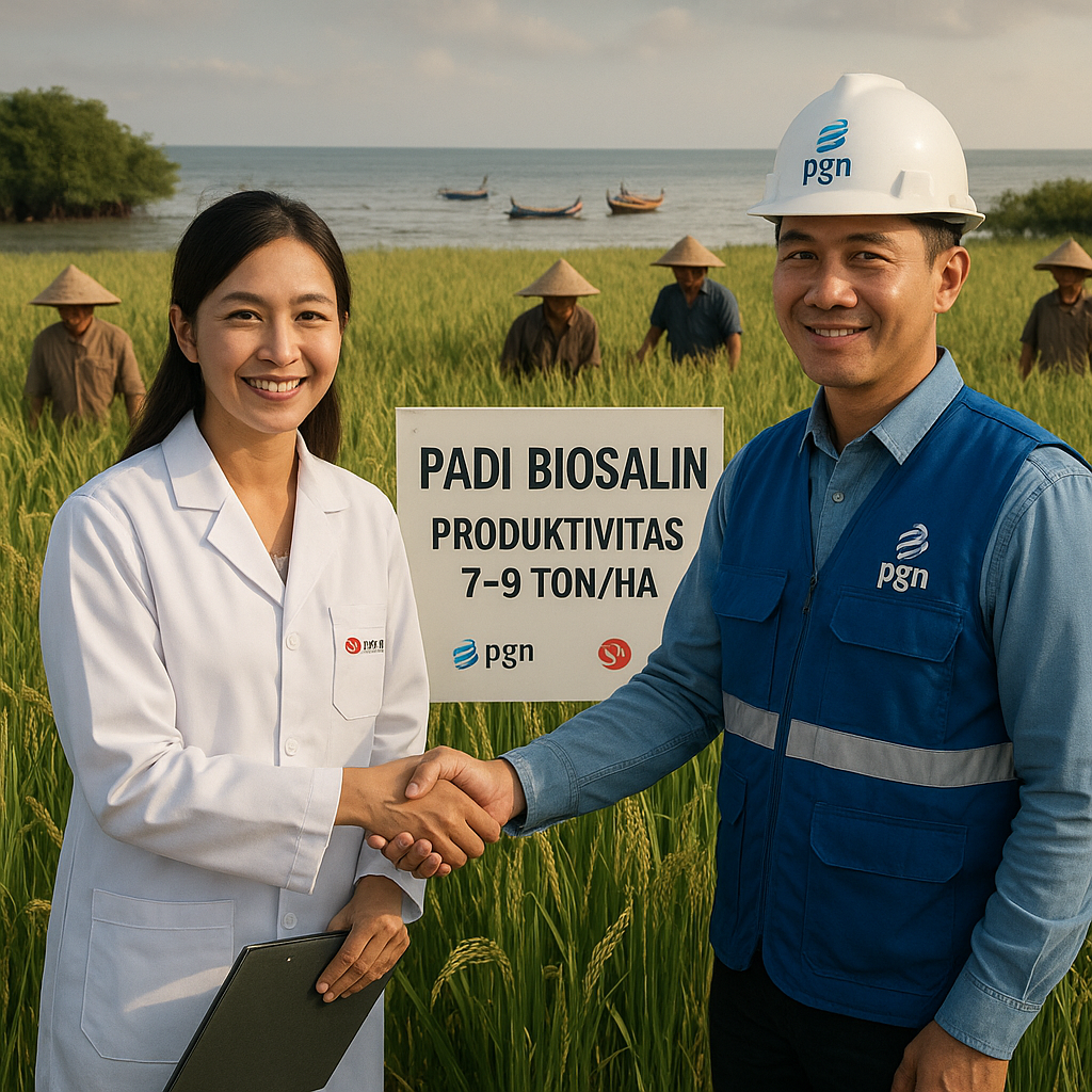 PGN dan BRIN Sukses Kembangkan Padi Biosalin di Pesisir Jepara, Tahan Cuaca Ekstrem