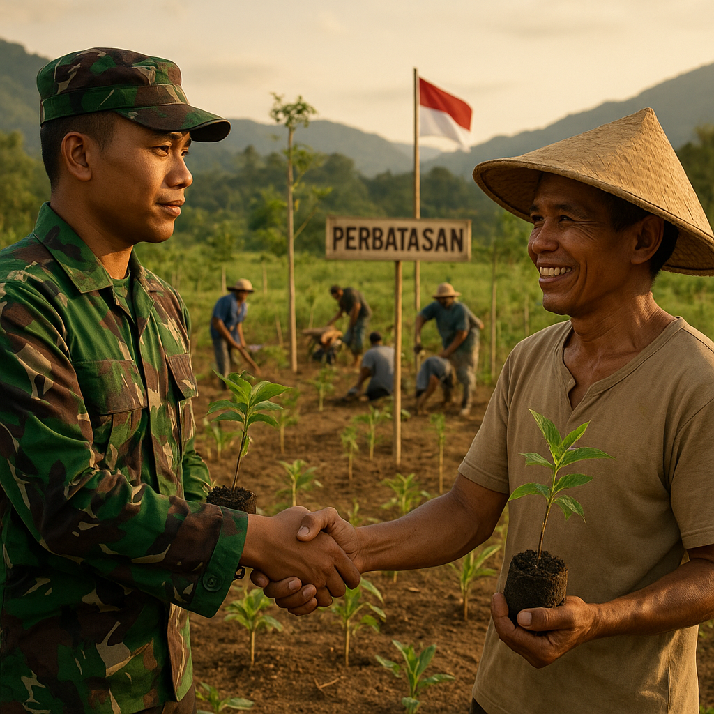 Kolaborasi TNI AD dengan Petani Kembangkan 'Food Estate' Berbasis Agroforestri di Perbatasan