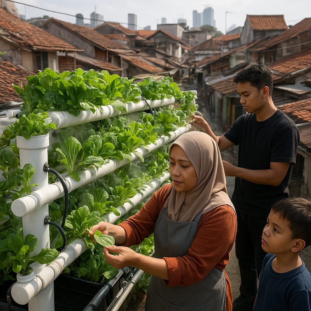 Vertical Farming dengan Sistem Aeroponik Diterapkan di Perumahan Padat Jakarta