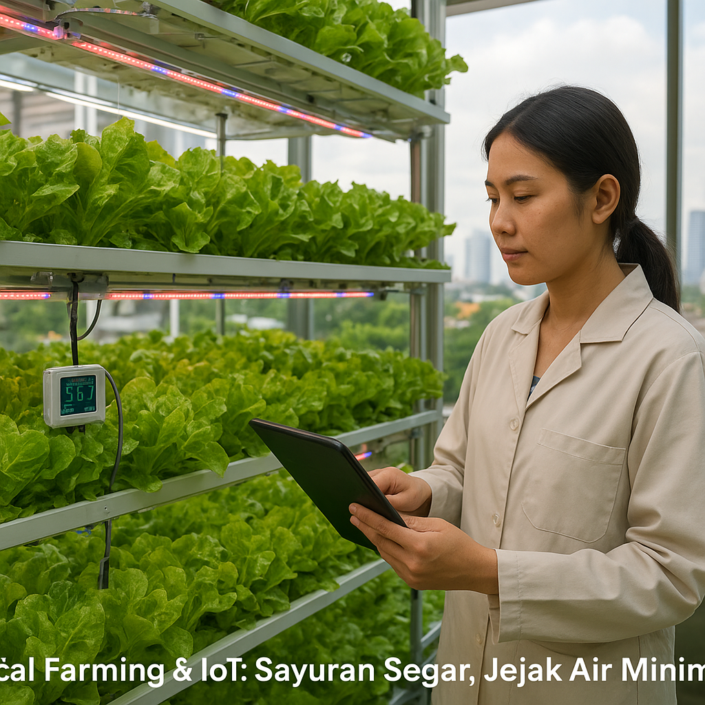 Vertical Farming dengan Teknologi IoT di Perkotaan untuk Sayuran Segar dan Minim Jejak Air