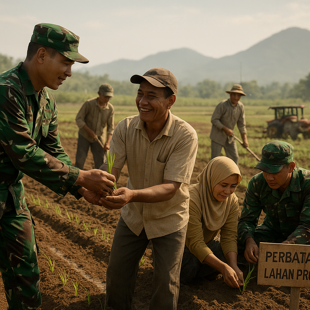 Kolaborasi TNI AD dengan Masyarakat Garap Lahan Pertanian di Perbatasan untuk Ketahanan Pangan