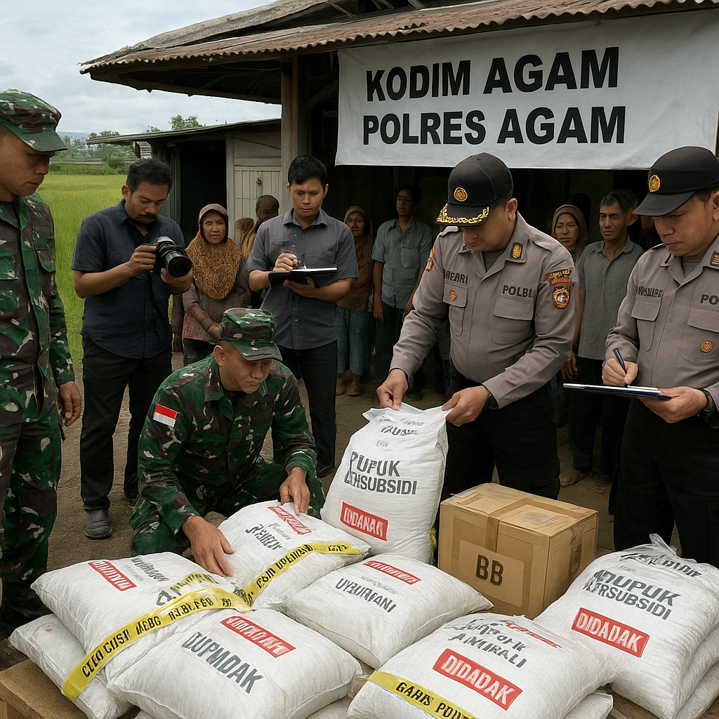Kolaborasi Kodim Agam dan Polisi Gagalkan Penjualan Pupuk Bersubsidi Ilegal