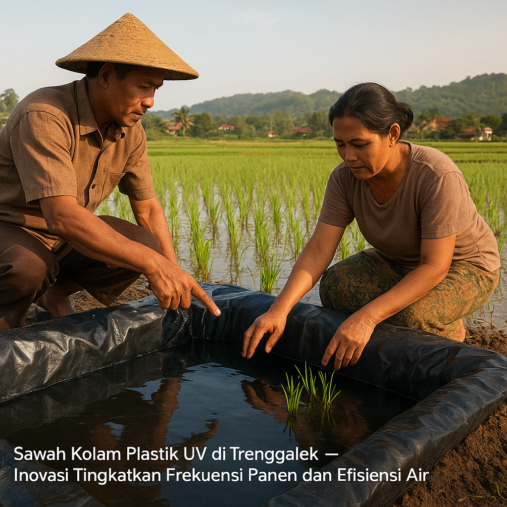 Sawah Kolam Plastik UV di Trenggalek Tingkatkan Frekuensi Panen dan Efisiensi Air