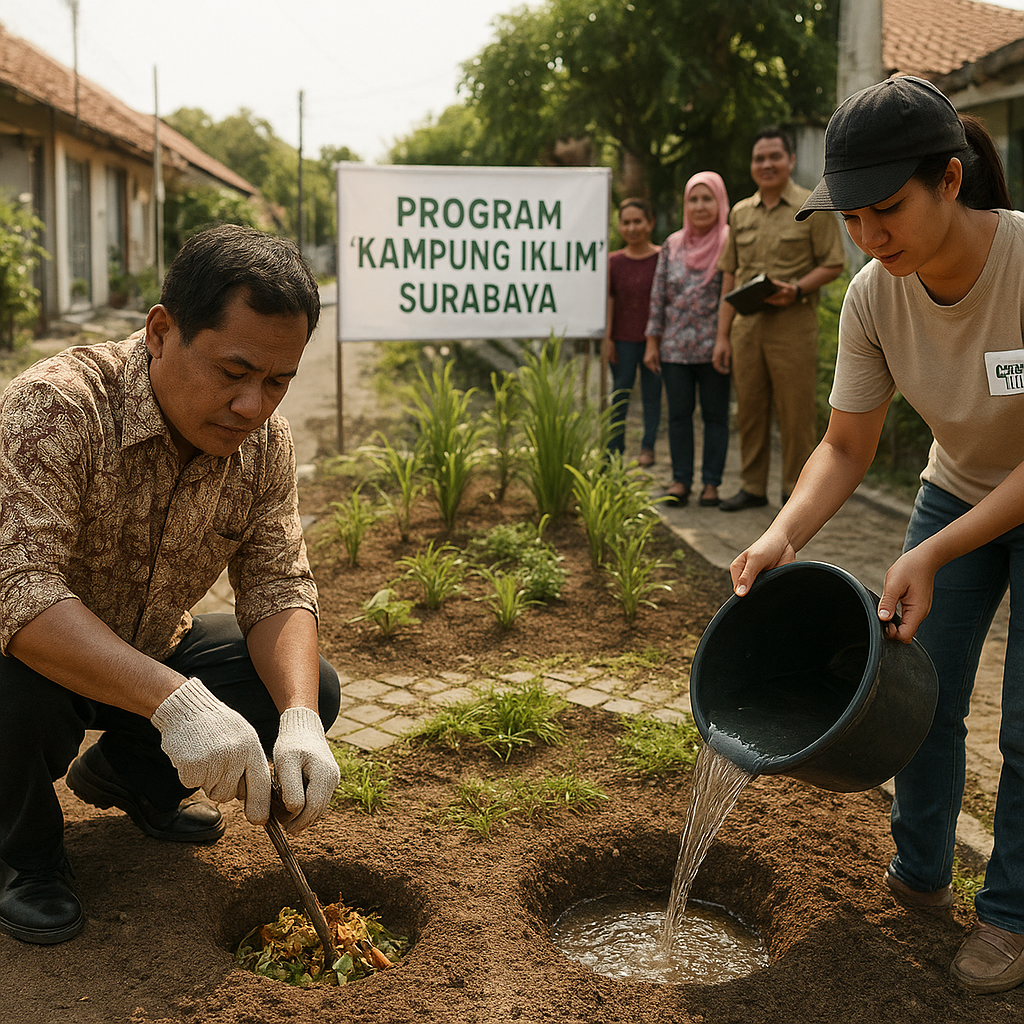 Program 'Kampung Iklim' di Surabaya Berhasil Kurangi Runoff Air dan Tingkatkan Infiltrasi melalui Biopori dan Taman Resapan