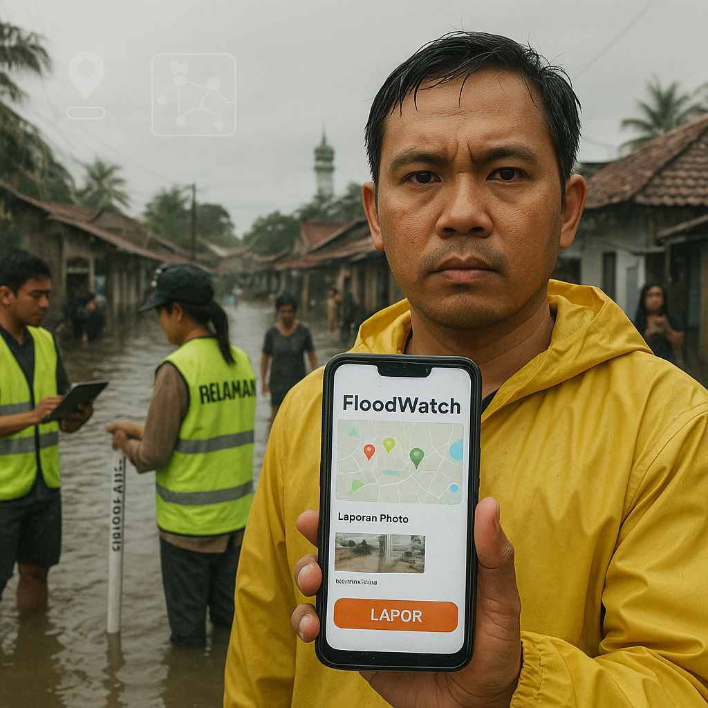 Aplikasi Seluler untuk Memantau dan Mengelola Resiko Banjir berbasis Crowdsourcing Data