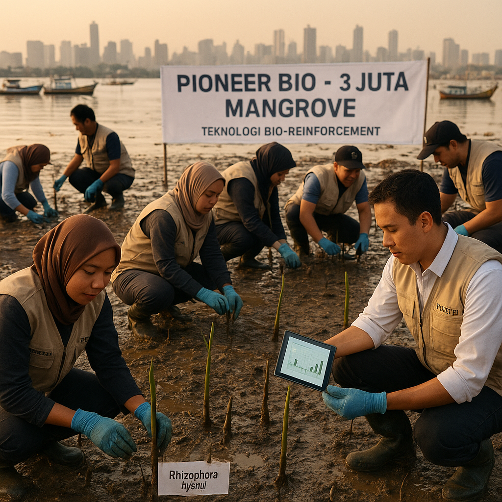 Pioneer Bio Tanam 3 Juta Mangrove Hybrid dengan Teknologi Bio-Reinforcement di Teluk Jakarta